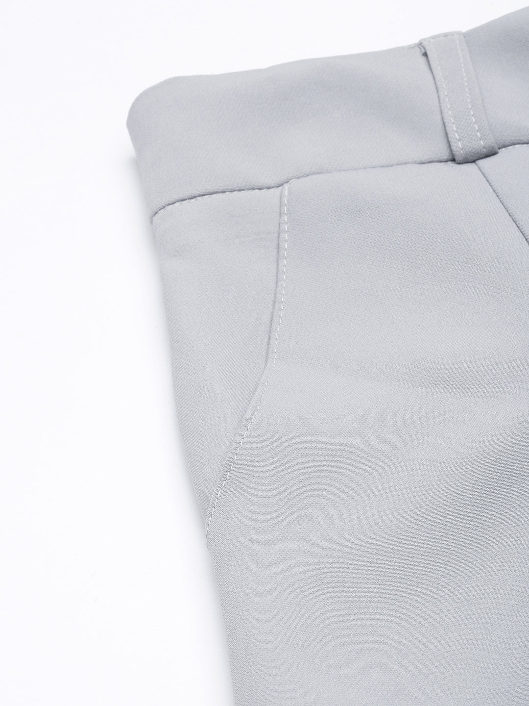 Women's Grey Comfort Regular Fit Cotton Formal Trouser