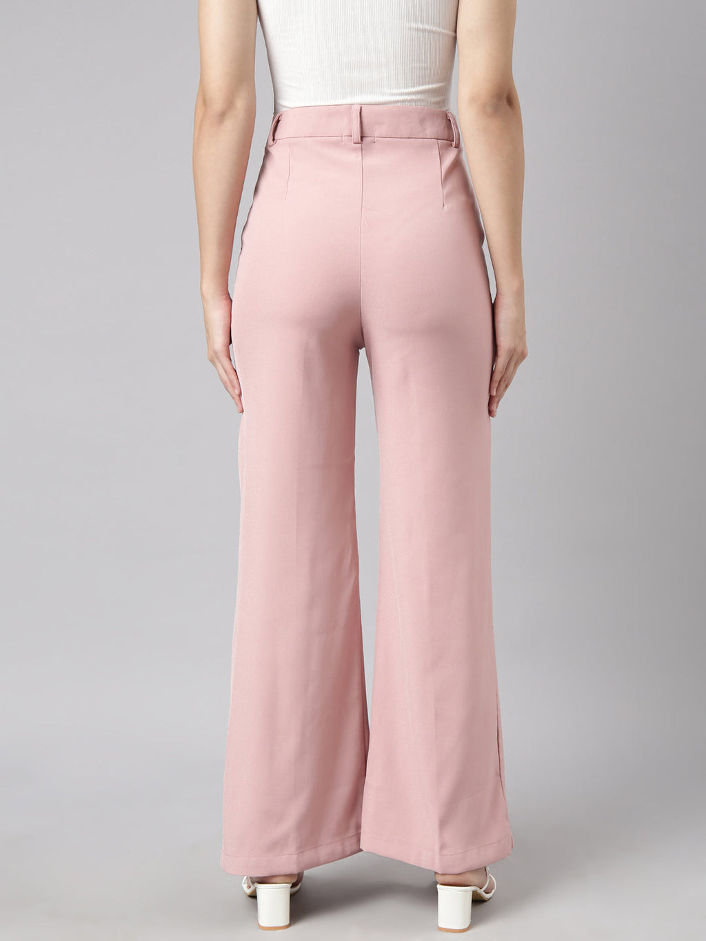 Women's Peach Comfort Cotton Regular Fit Parallel Trousers