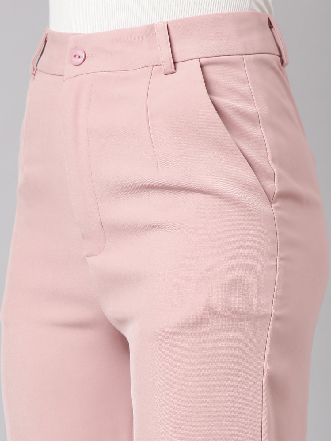Women's Peach Comfort Cotton Regular Fit Parallel Trousers