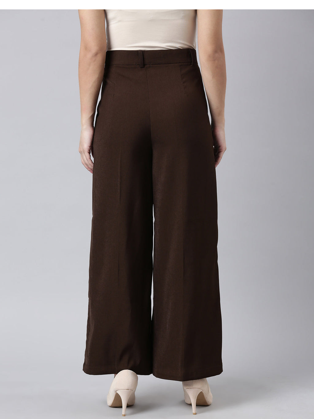 Women's Brown Comfort Cotton Parallel Trouser