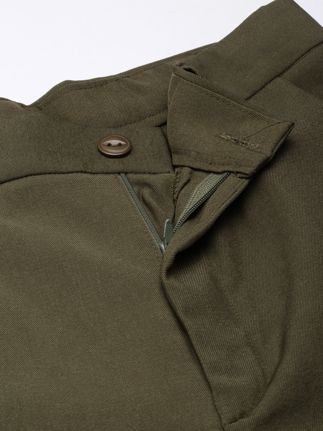Women's Olive Regular Fit Cotton Comfort Parallel Trousers