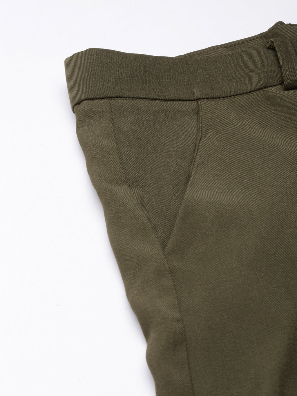 Women's Olive Regular Fit Cotton Comfort Parallel Trousers