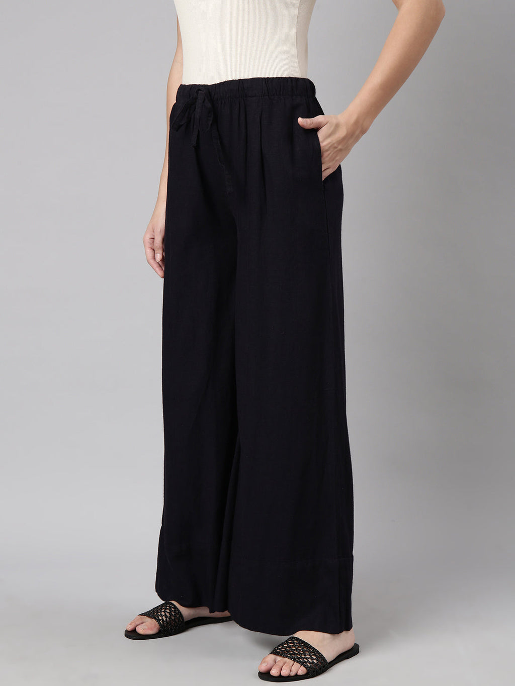 Women's Navy Blue Wide Leg Palazzos