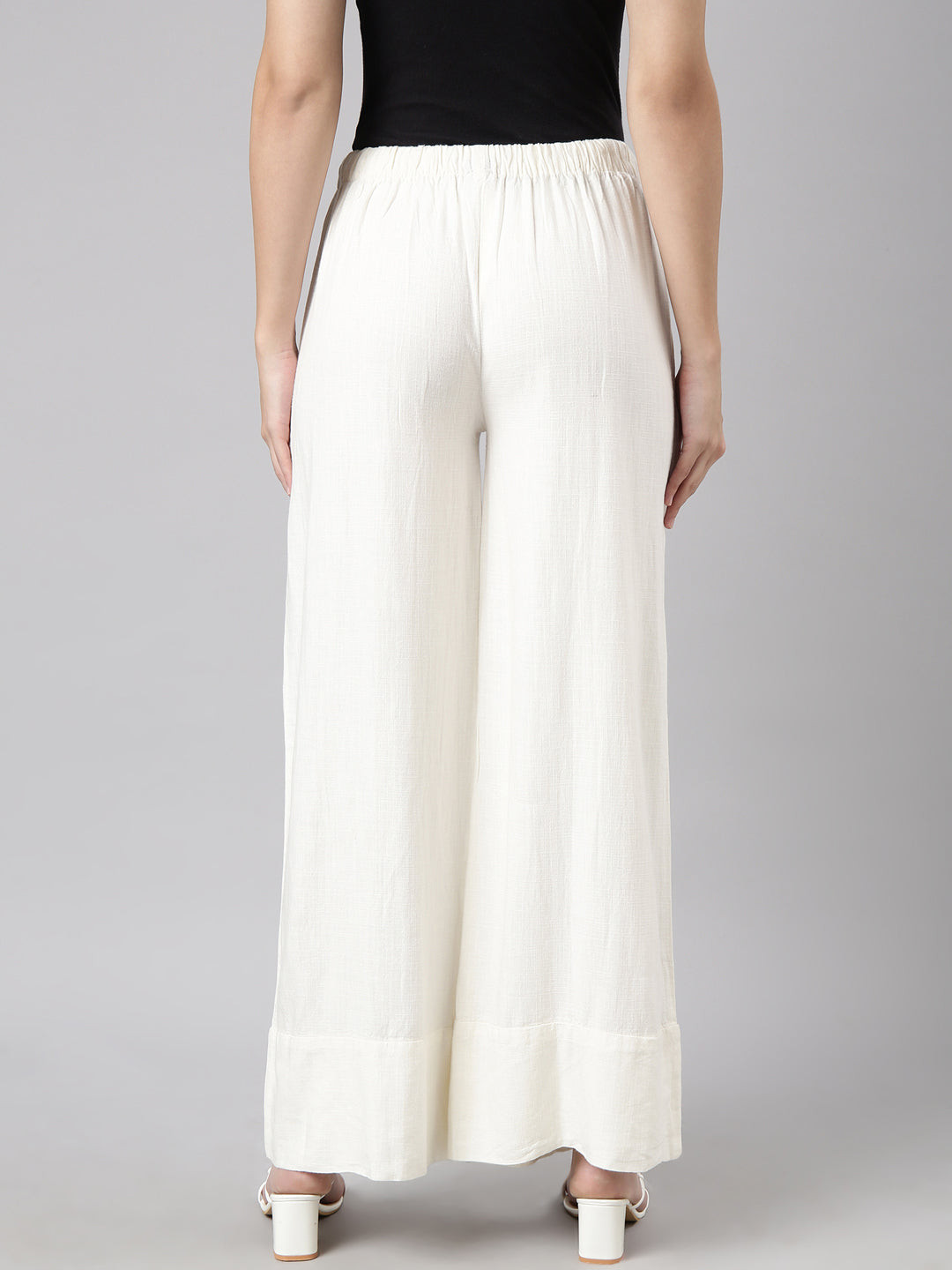 Women's Off White Wide Leg Palazzos