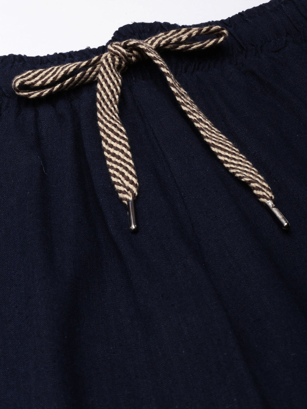 Women's Navy Blue Straight Fit Cotton Parallel Trousers