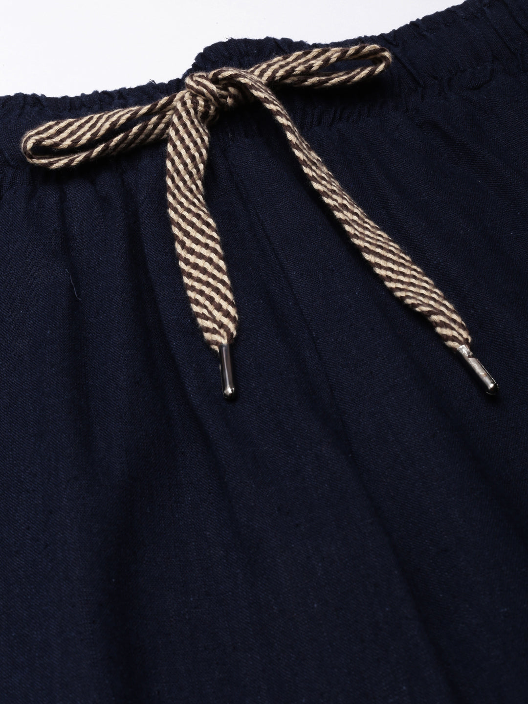 Women's Navy Blue Straight Fit Cotton Parallel Trousers