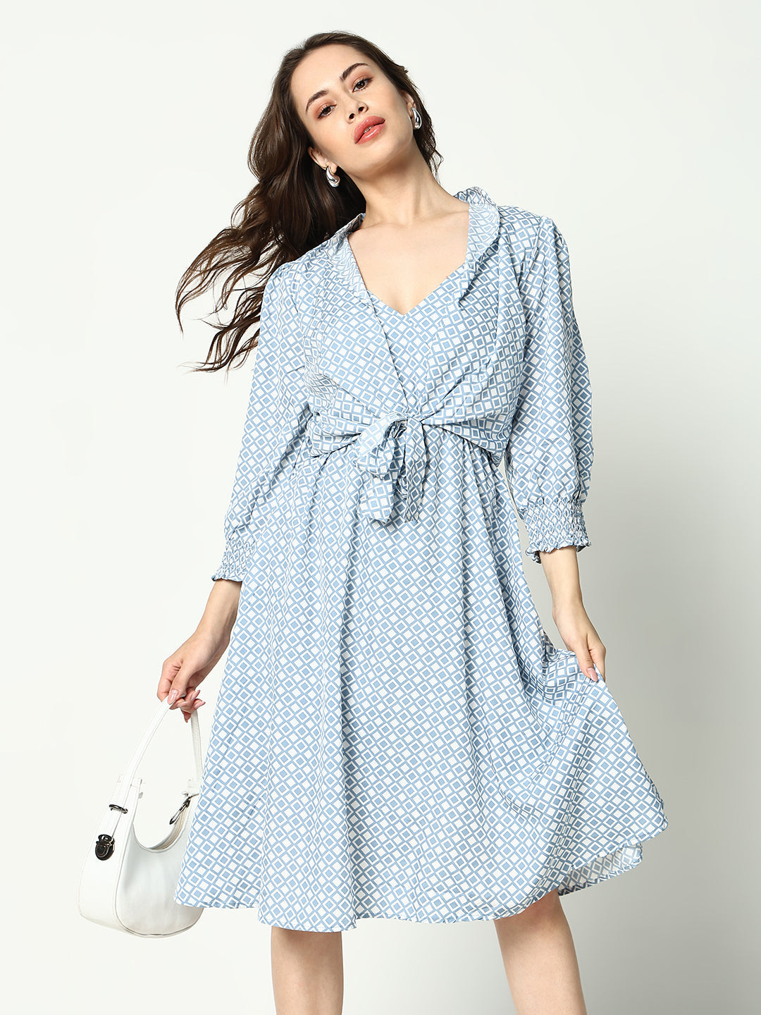 Women's Blue Crepe Dress