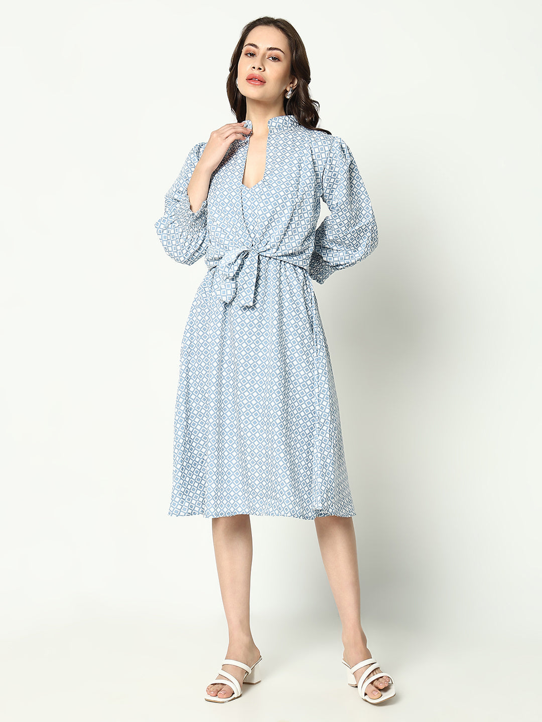 Women's Blue Crepe Dress