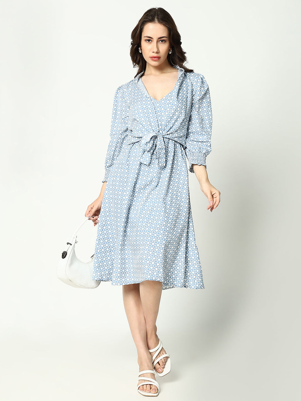 Women's Blue Crepe Dress