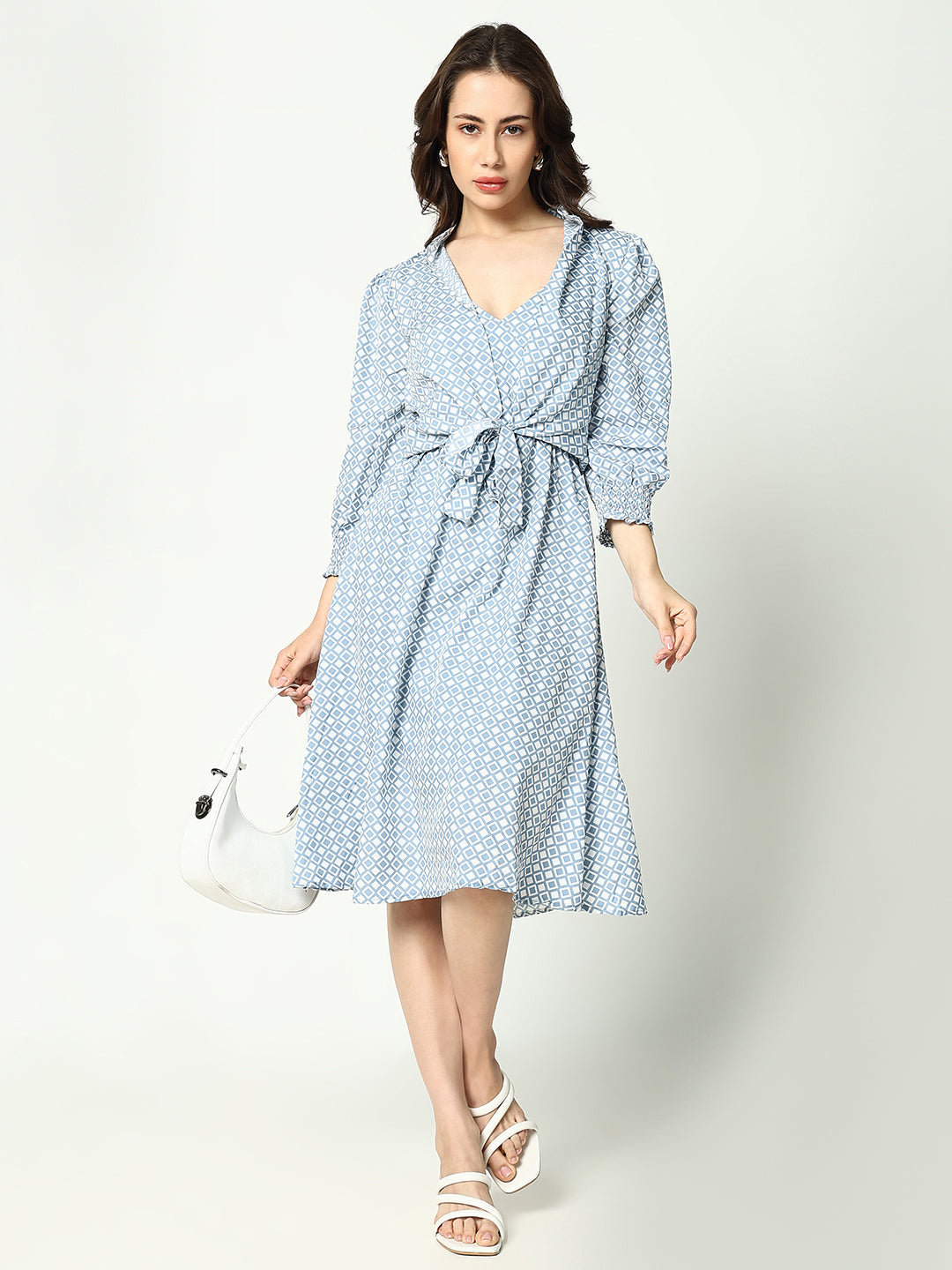 Women's Blue Crepe Dress