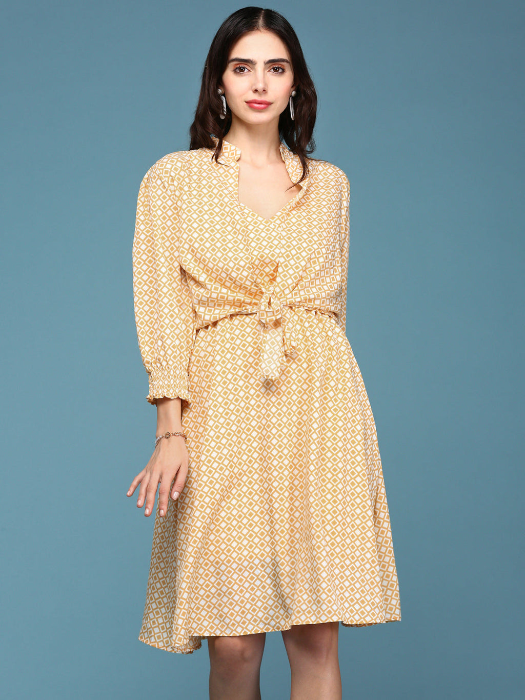 Women's Yellow Crepe Dress