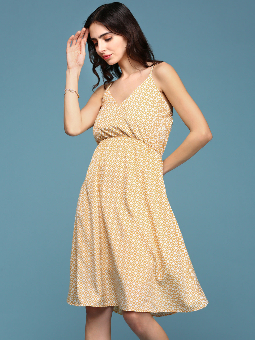 Women's Yellow Crepe Dress