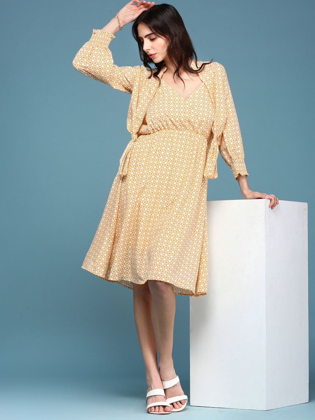 Women's Yellow Crepe Dress