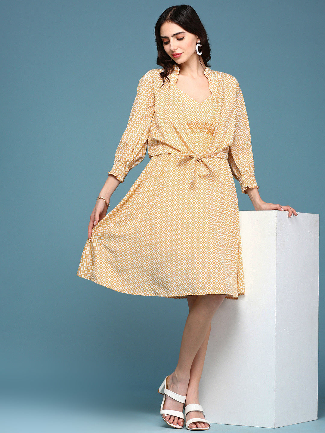 Women's Yellow Crepe Dress