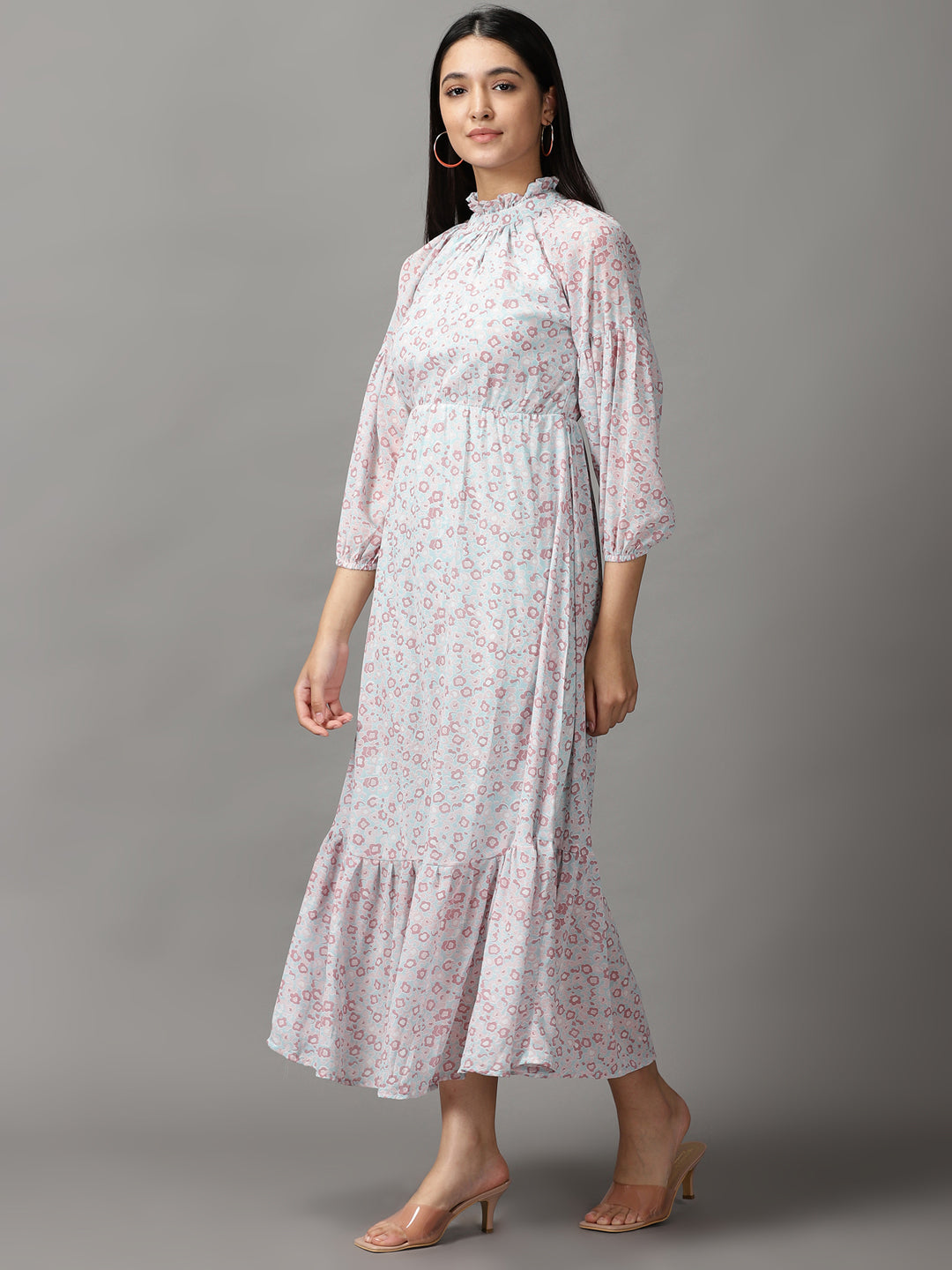 Women's Multi Floral Chiffon Fit & Flare Dress