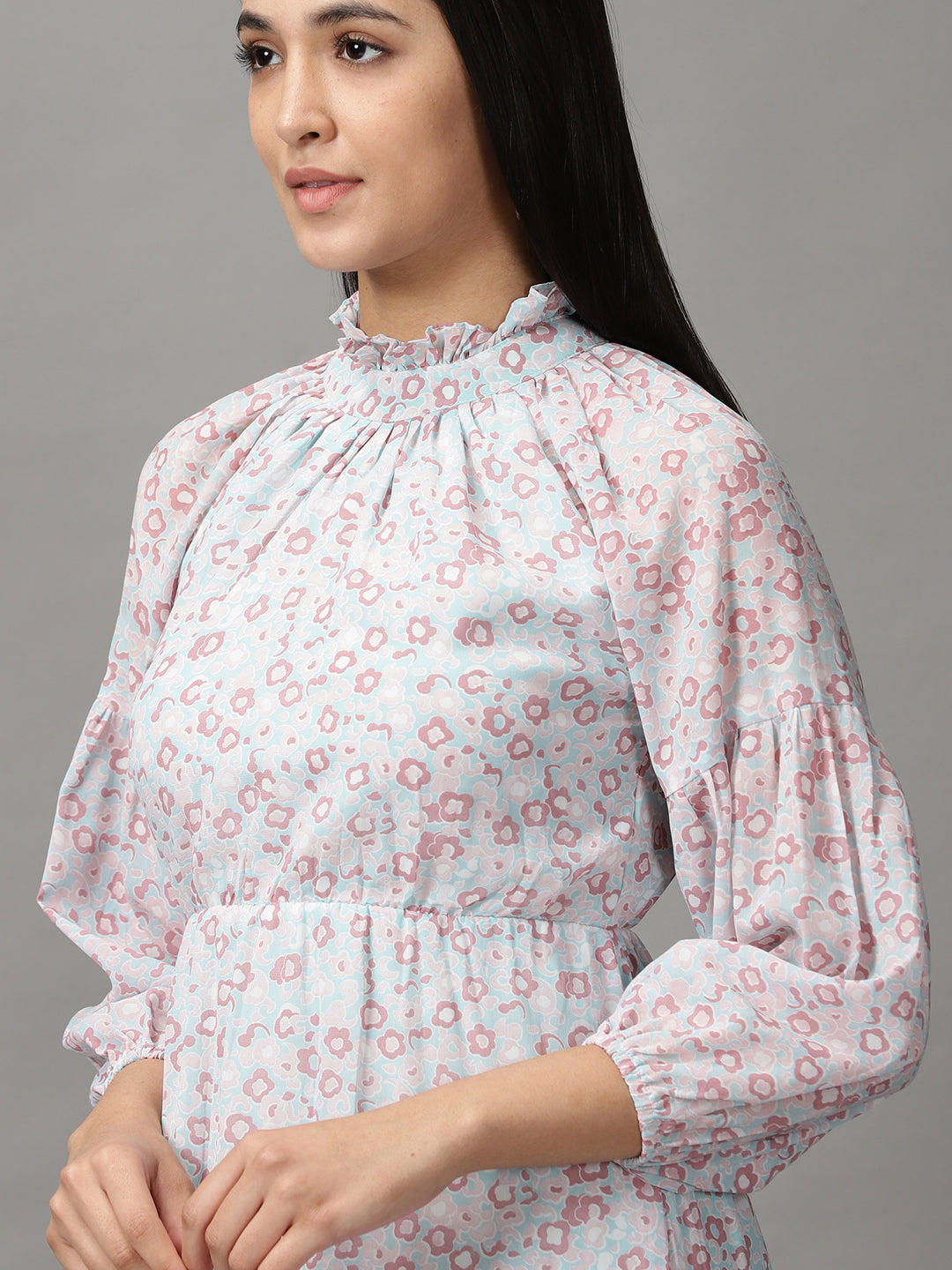 Women's Multi Floral Chiffon Fit & Flare Dress