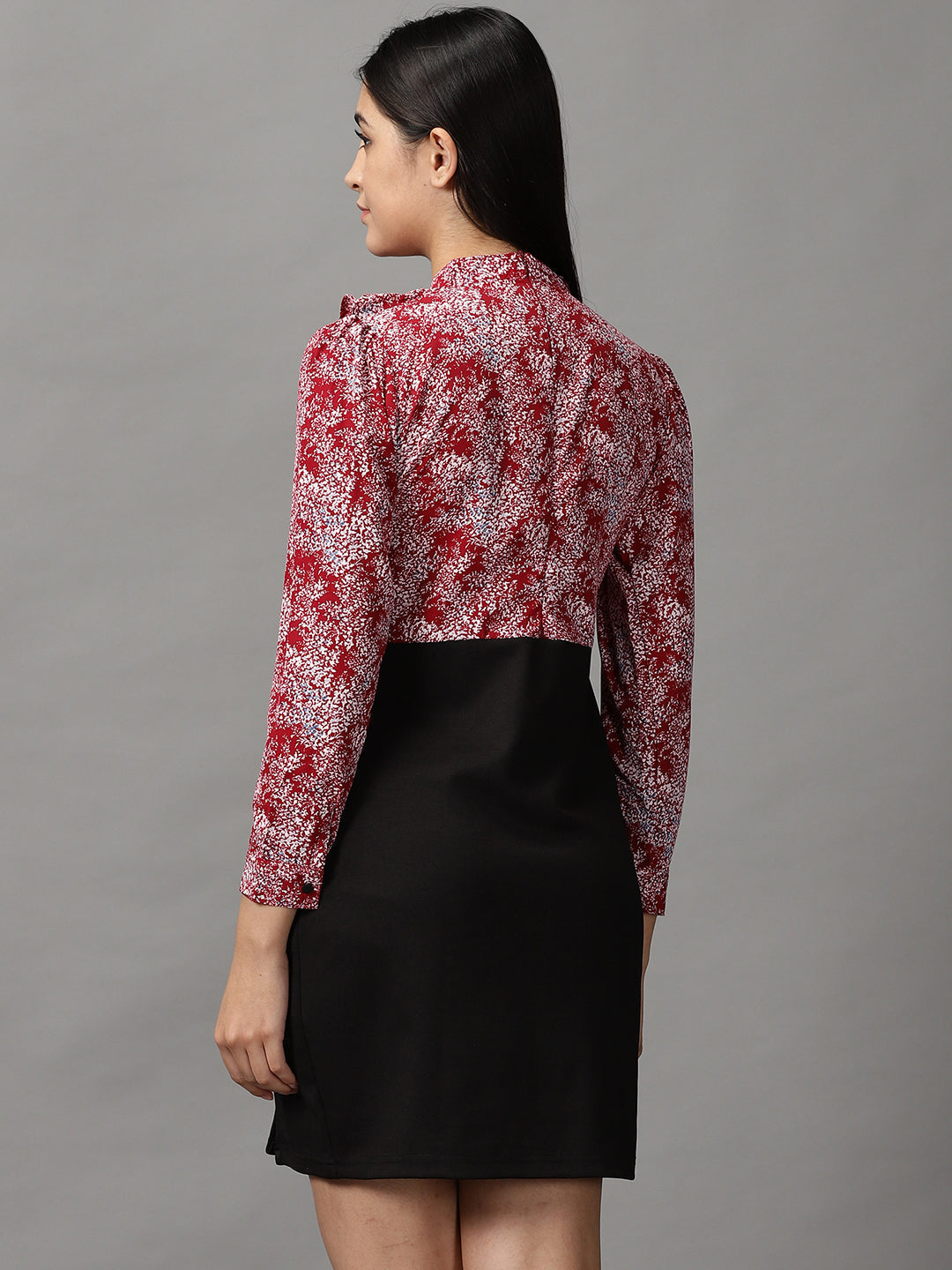 Women's Maroon Chiffon Sheath Dress