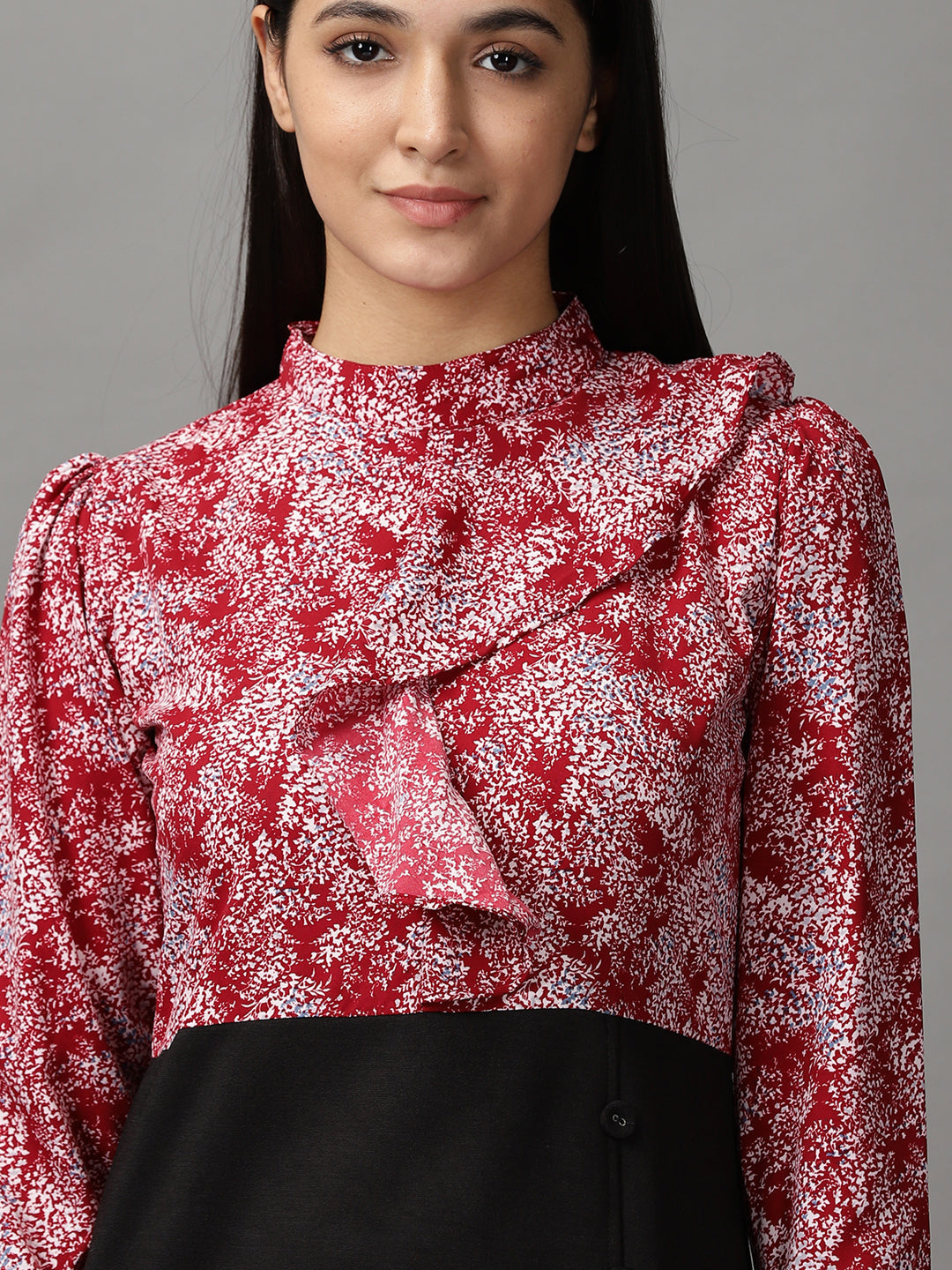 Women's Maroon Chiffon Sheath Dress