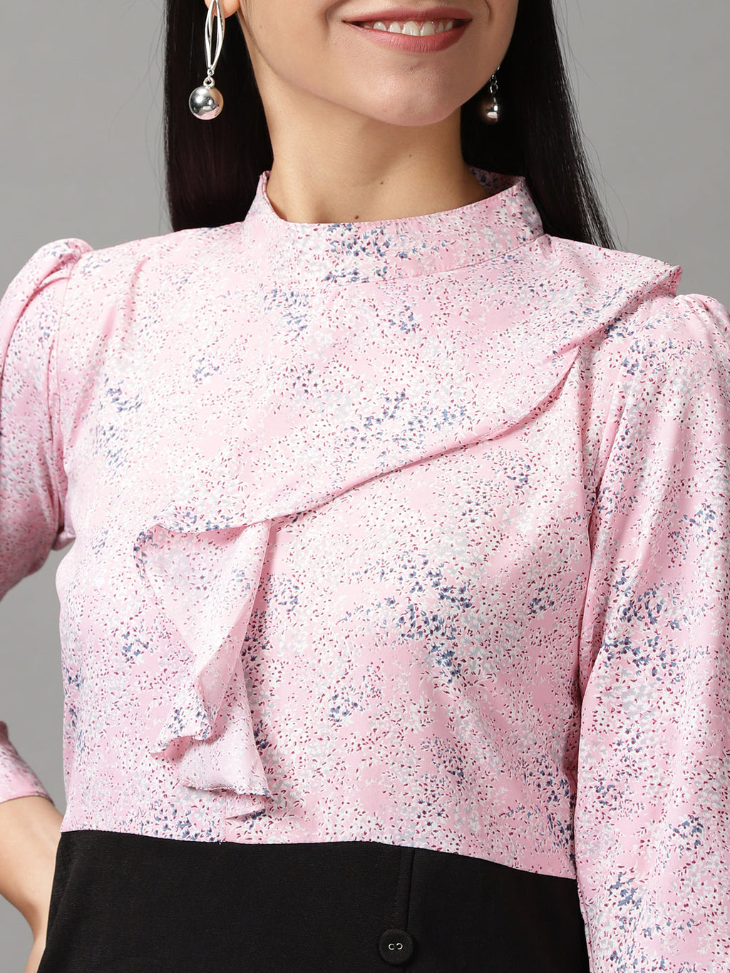 Women's Pink Abstract Printed Fit and Flare Dress