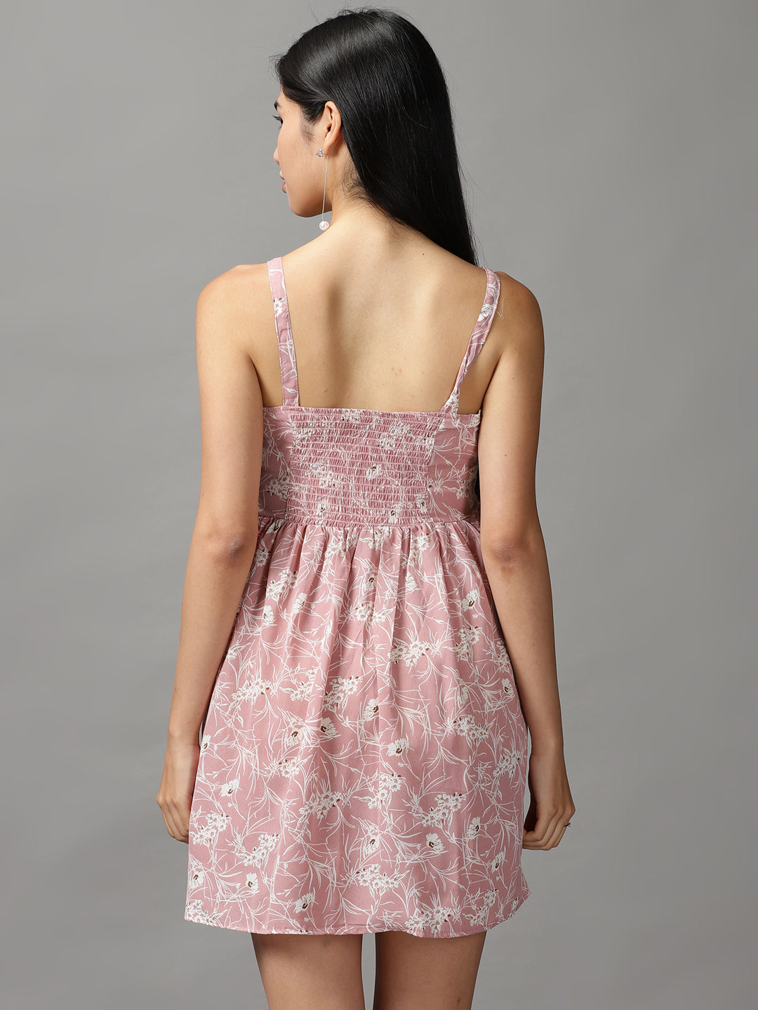 Women's Mauve Floral Printed Fit and Flare Midi Dress