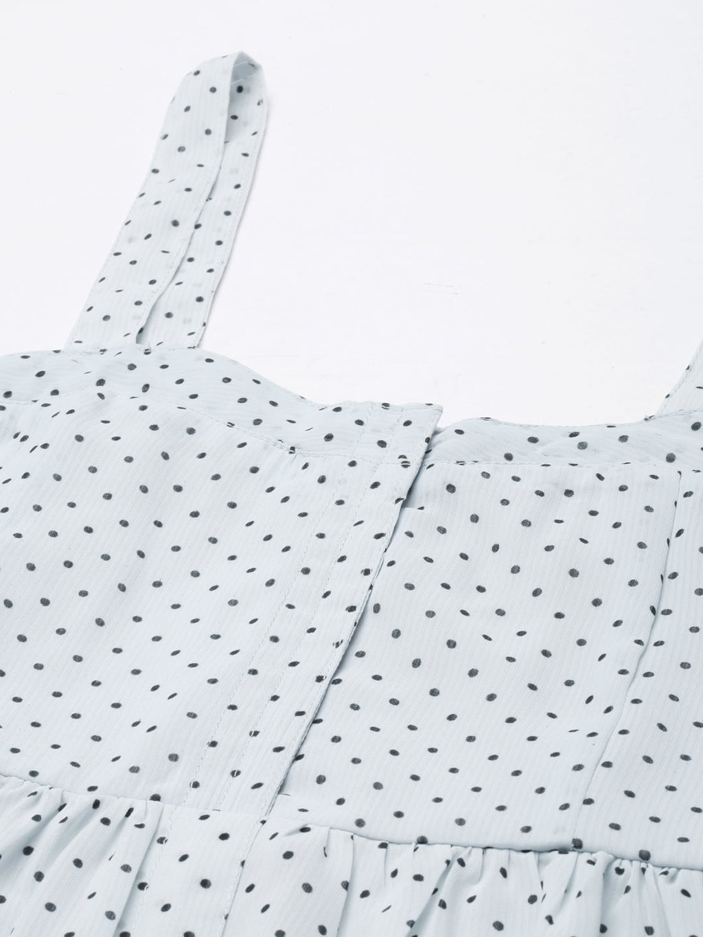 Women's Sea Green Polka Dots Printed Georgette Fit & Flare Dress