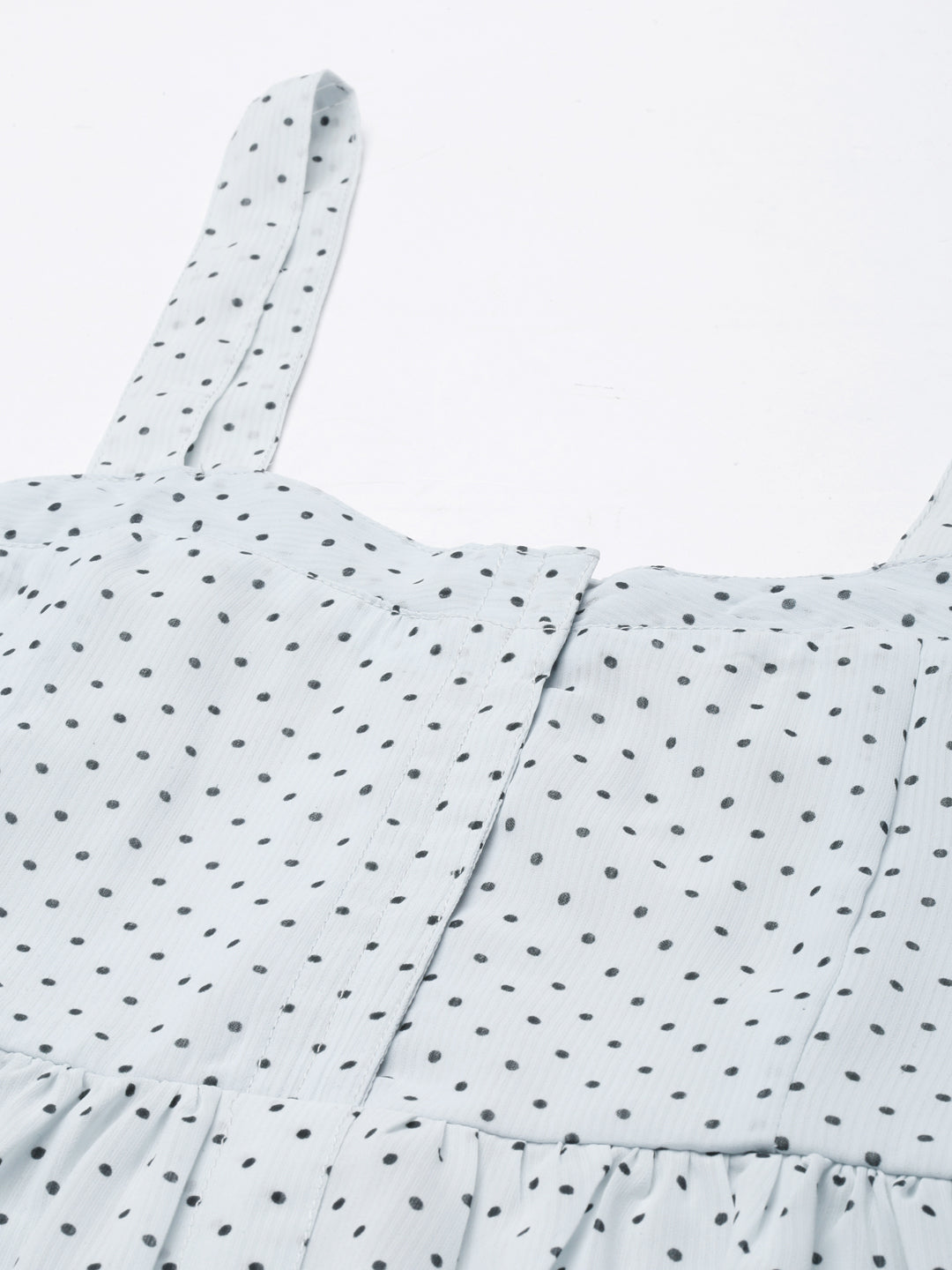 Women's Sea Green Polka Dots Printed Georgette Fit & Flare Dress