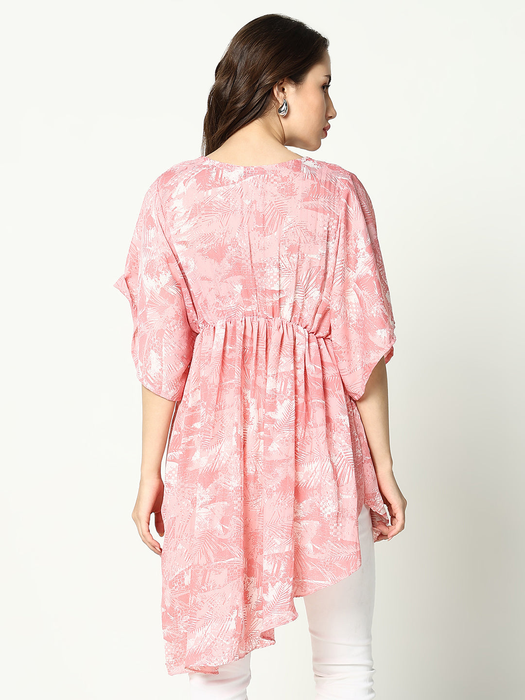 Women's Pink Printed Chiffon Fit & Flare Top