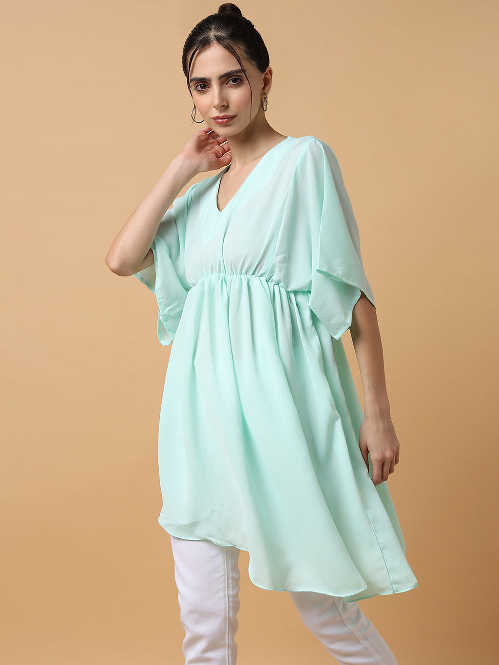 Women's Sea Green Fit & Flare Top
