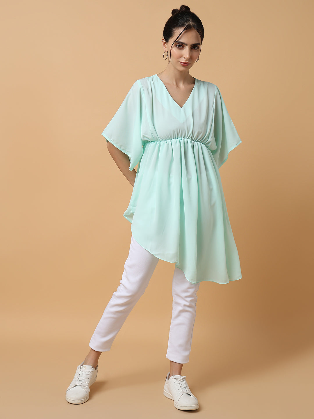 Women's Sea Green Fit & Flare Top