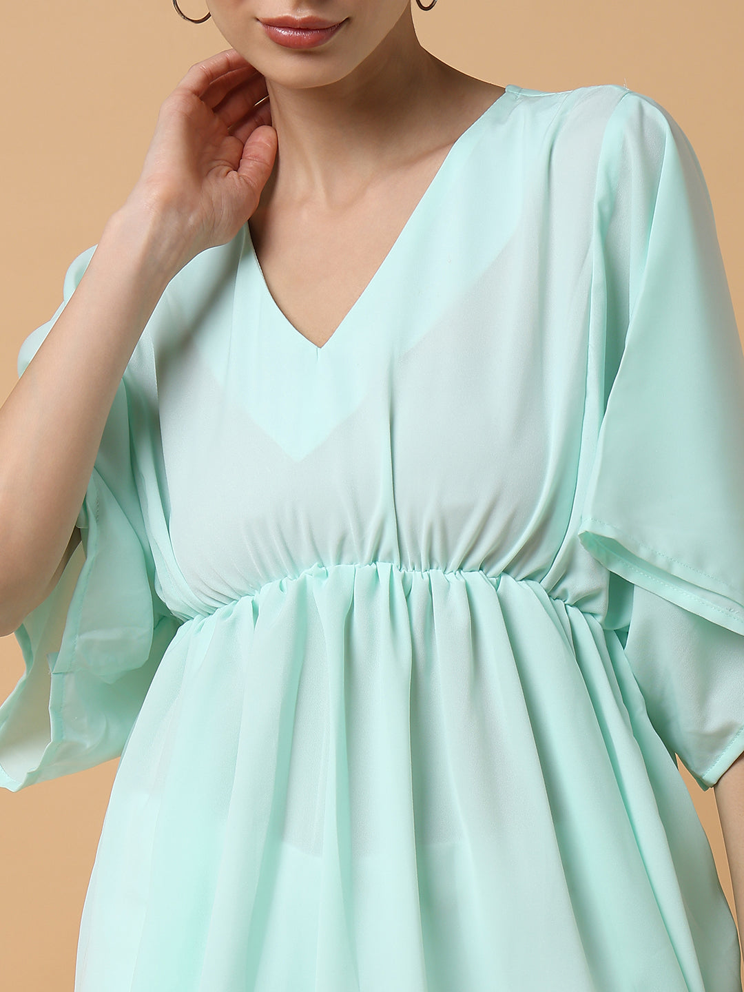 Women's Sea Green Fit & Flare Top