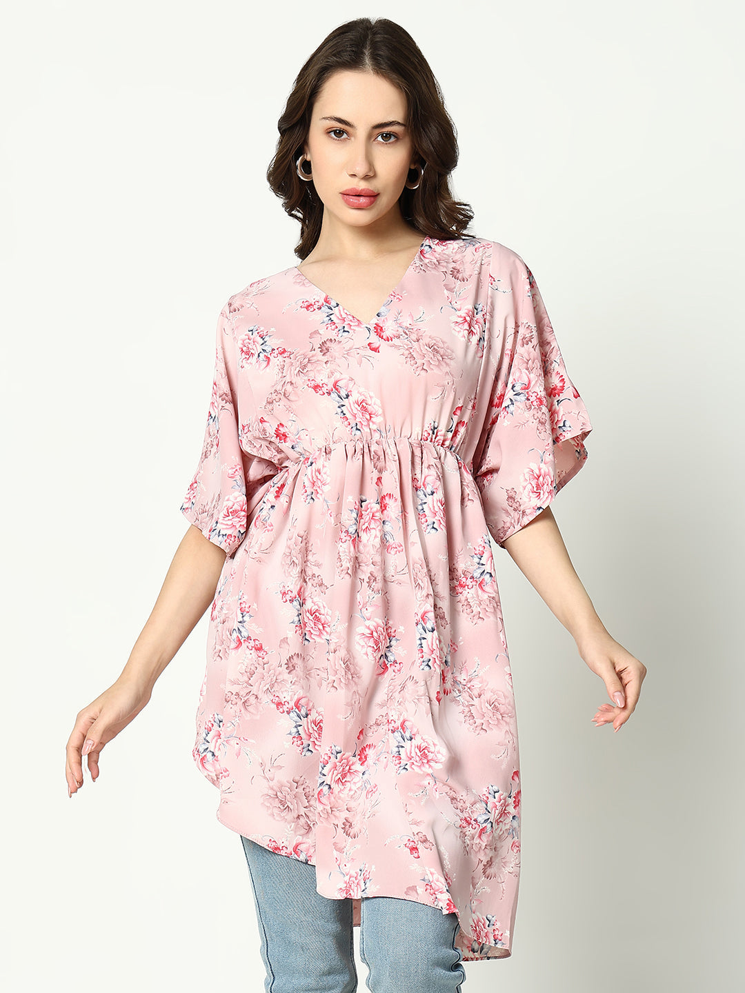 Women's Pink Floral Fit & Flare Top