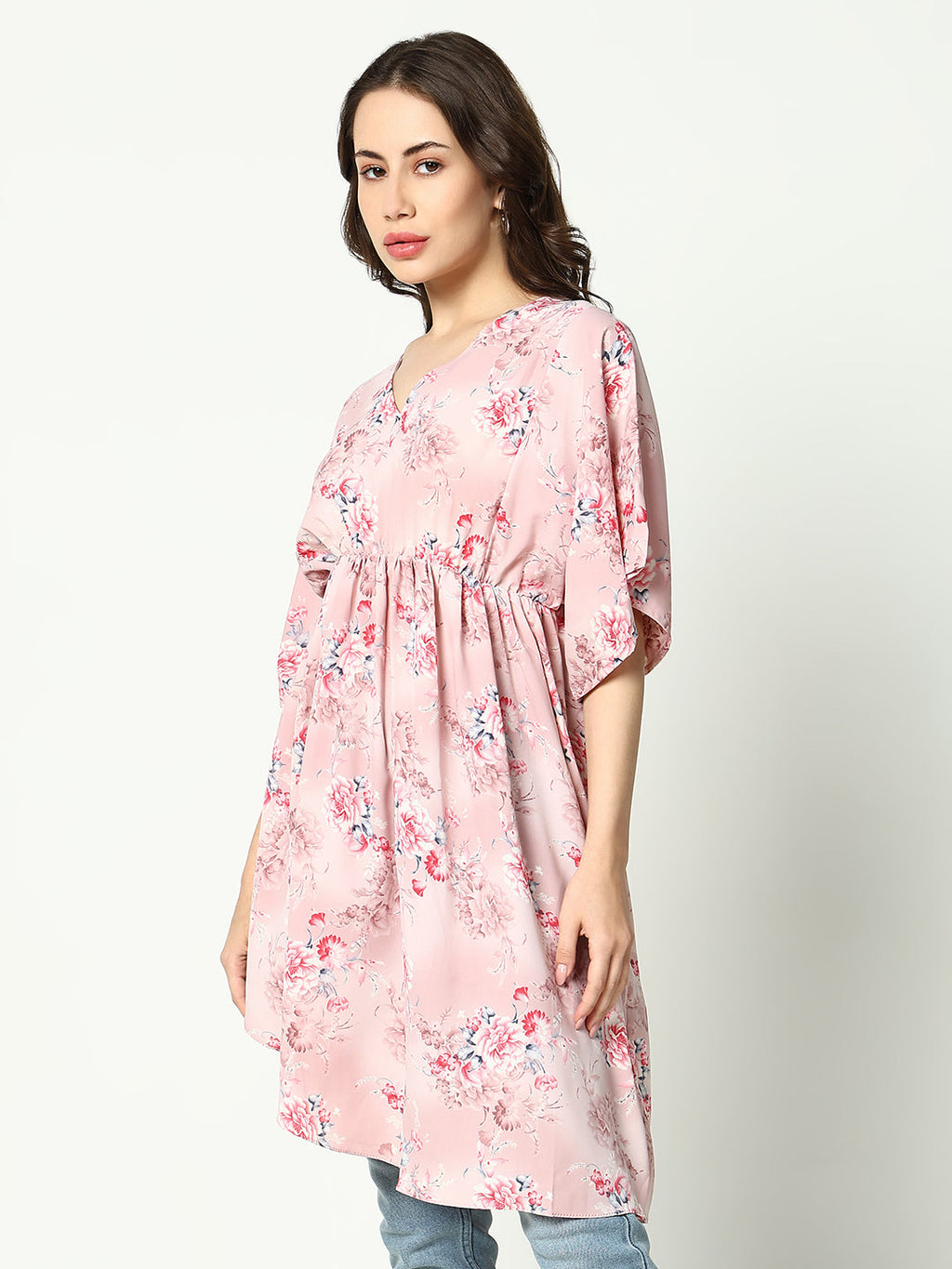 Women's Pink Floral Fit & Flare Top