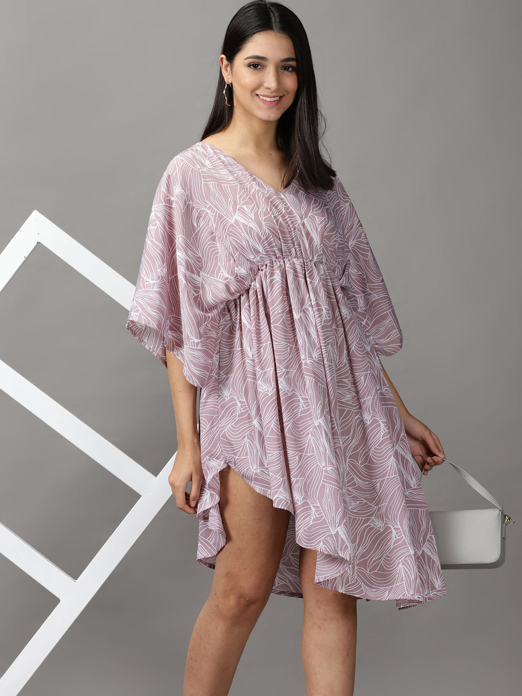 Women's Mauve Chiffon Fit & Flare Dress