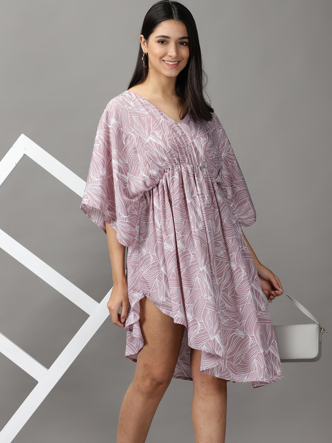 Women's Mauve Chiffon Fit & Flare Dress