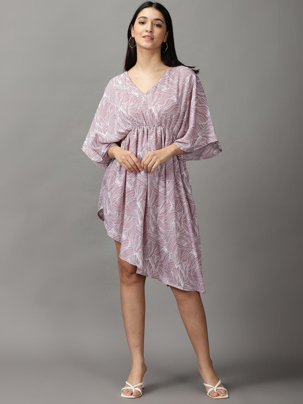 Women's Mauve Chiffon Fit & Flare Dress