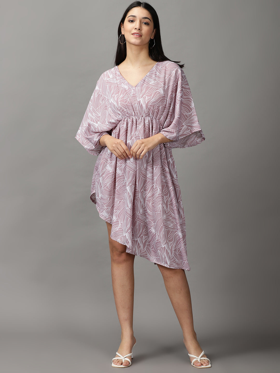 Women's Mauve Chiffon Fit & Flare Dress