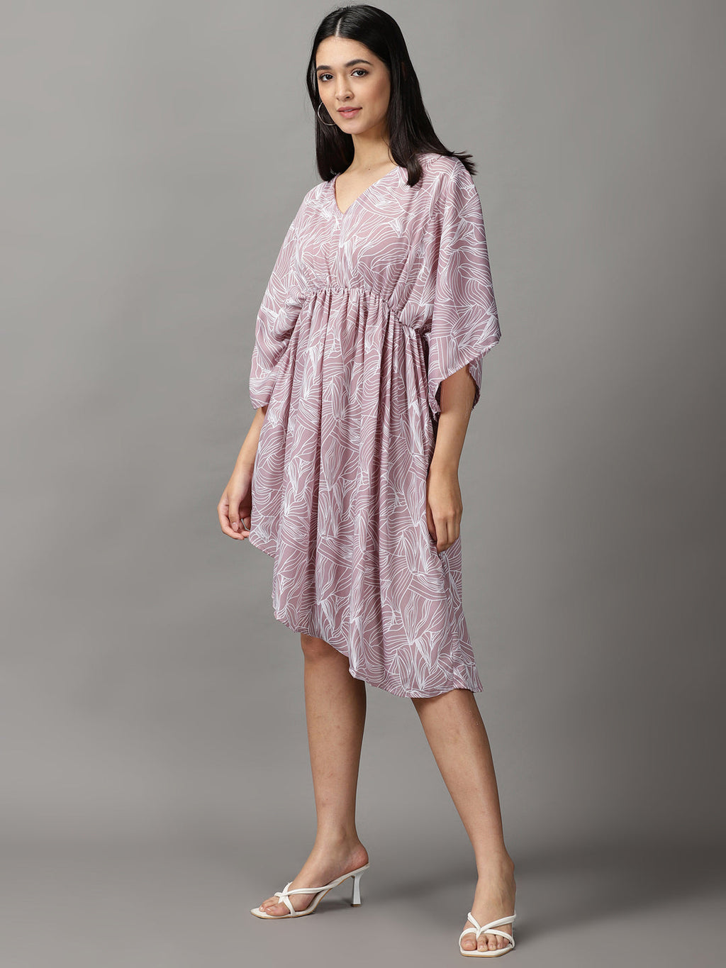 Women's Mauve Chiffon Fit & Flare Dress