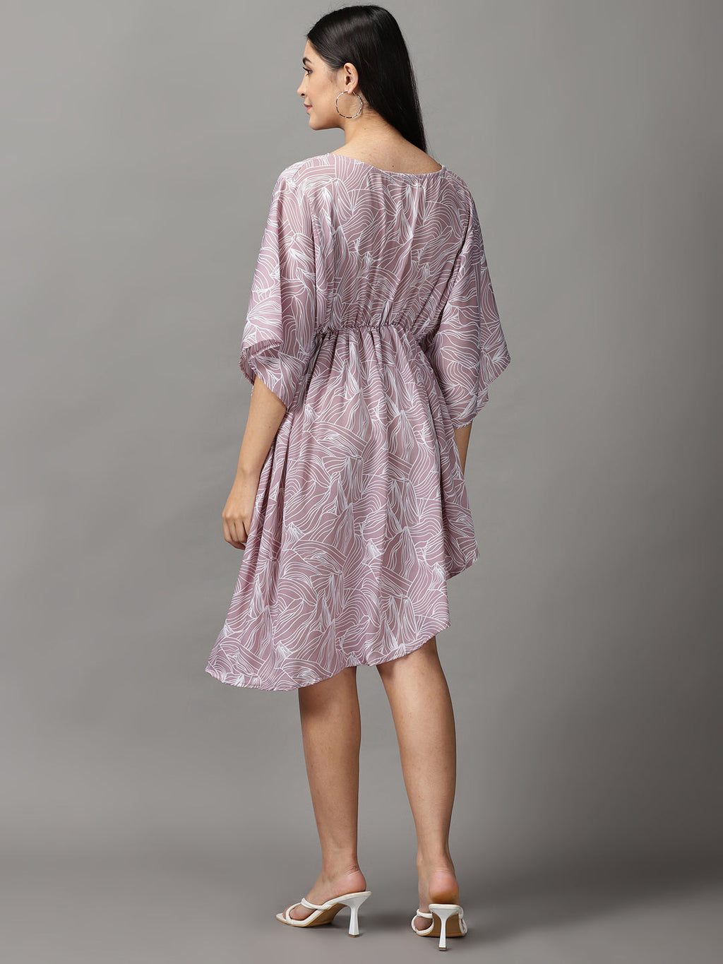 Women's Mauve Chiffon Fit & Flare Dress