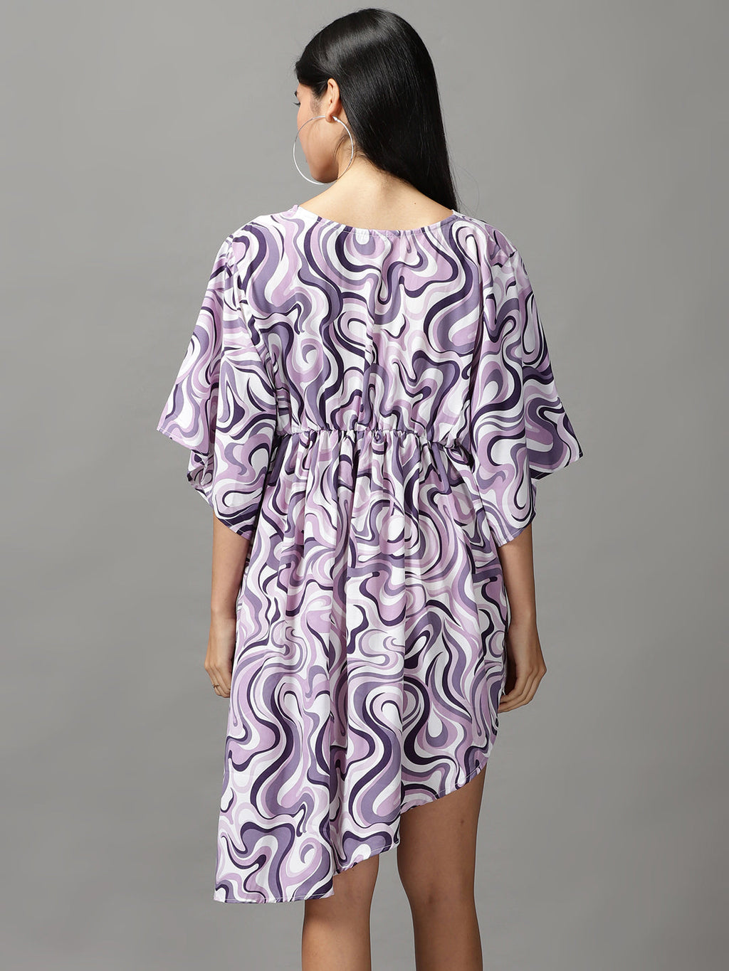 Women's Lavender Abstract Printed Fit and Flare Dress