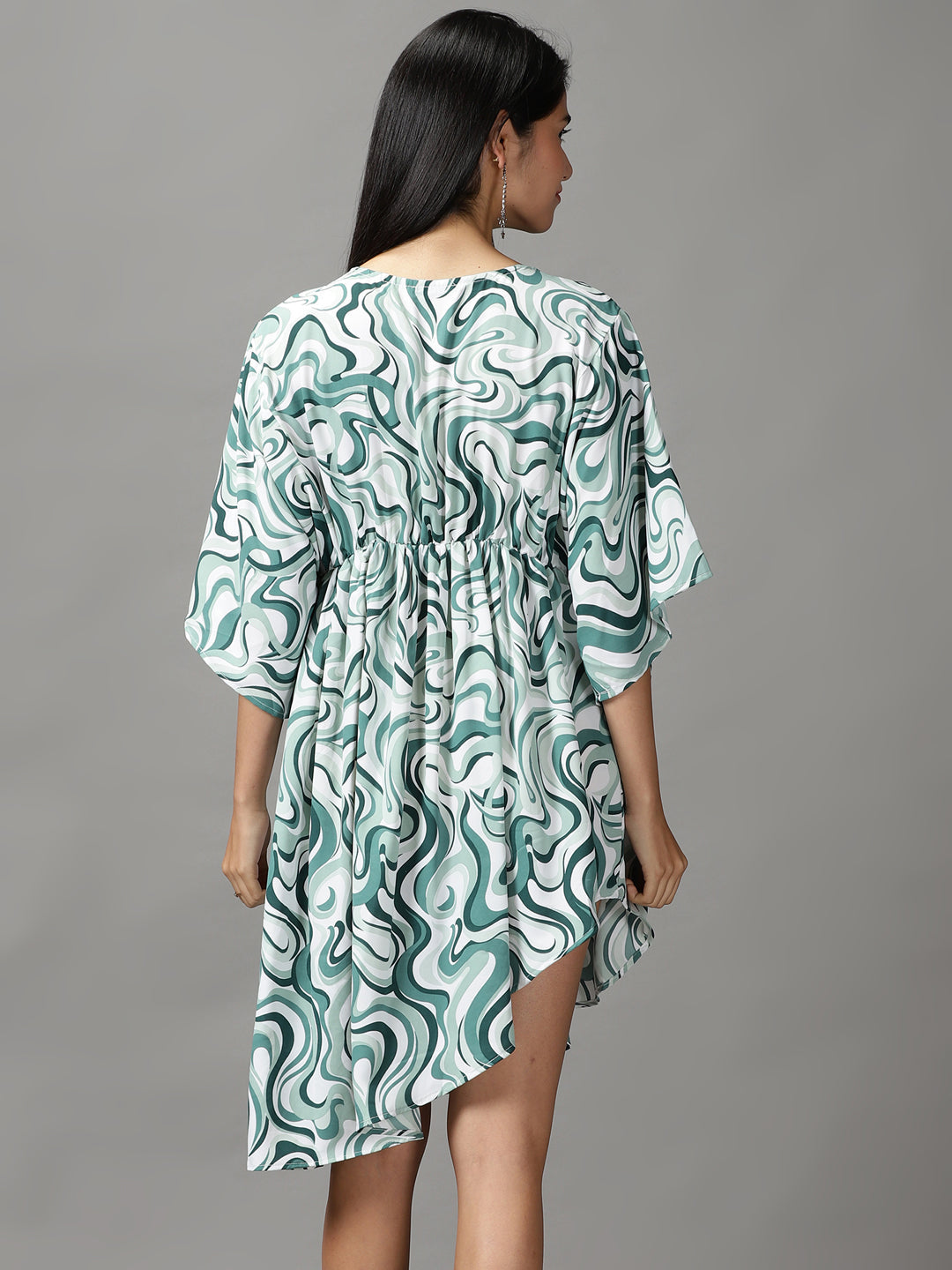 Women's Sea Green Chiffon Fit and Flar Dress