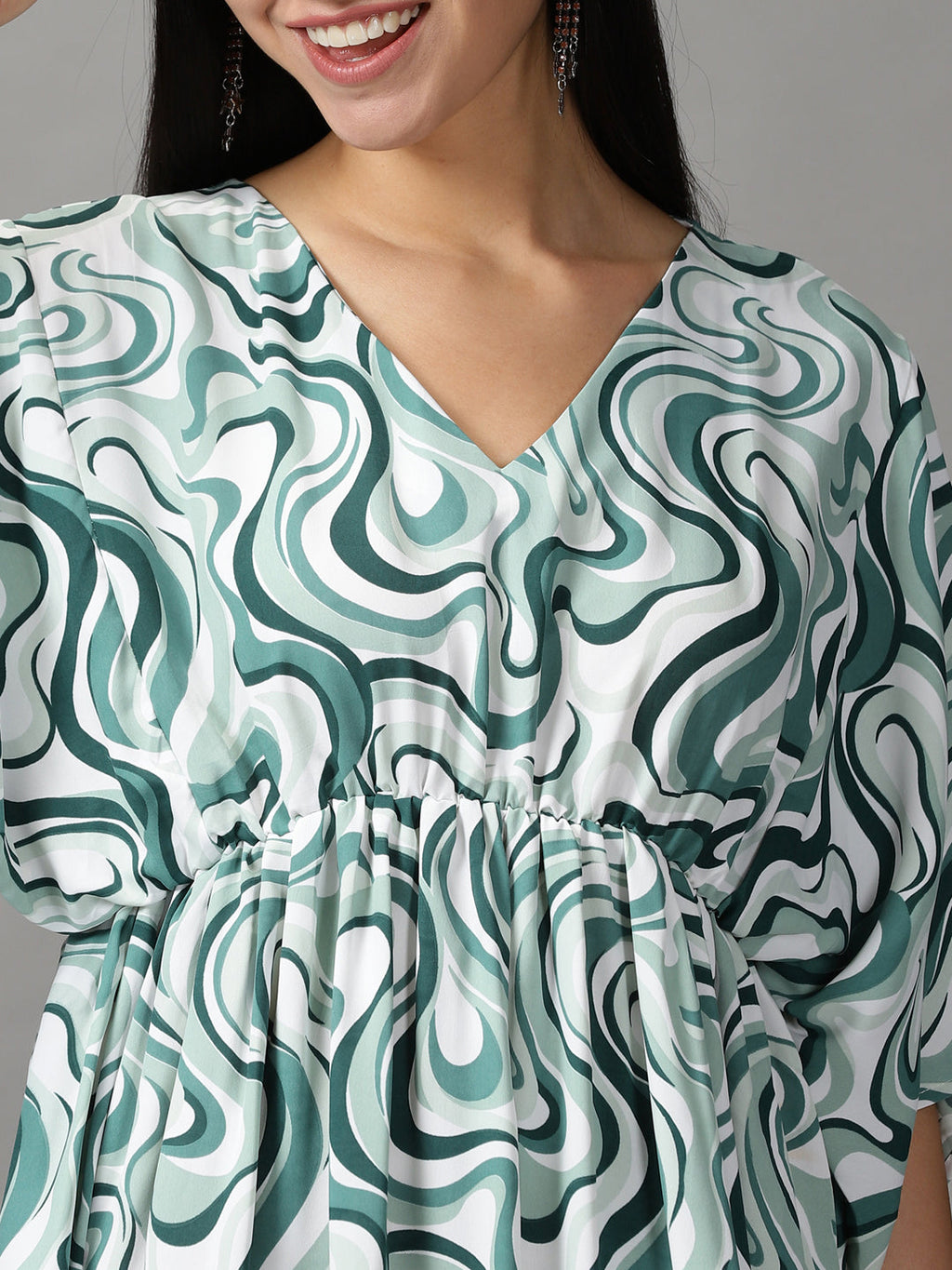 Women's Sea Green Chiffon Fit and Flar Dress