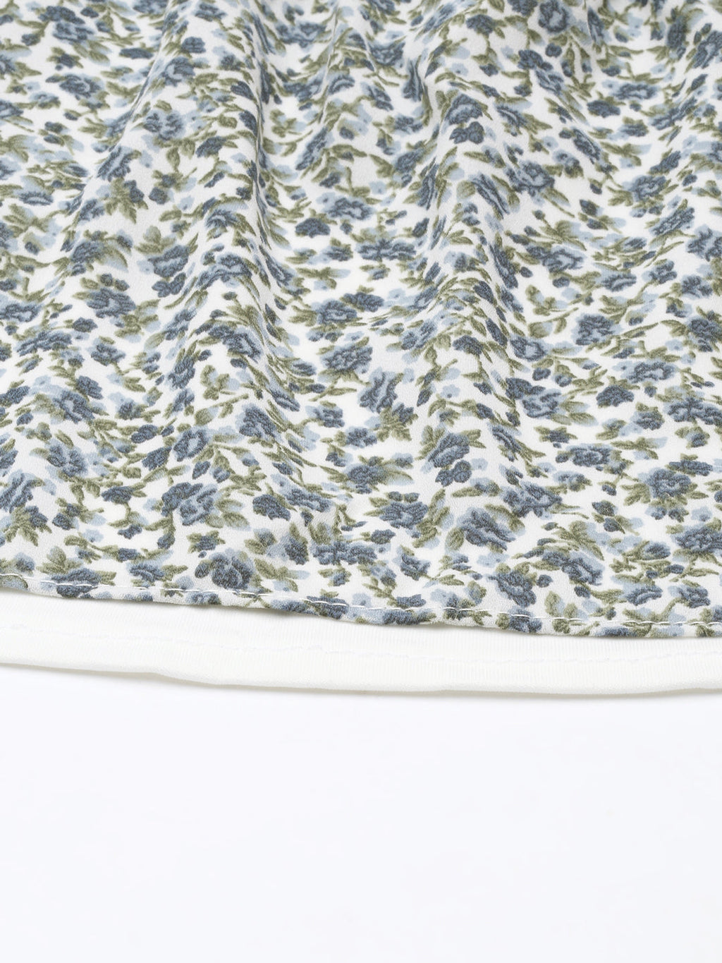 Women's Grey Floral Printed Tie-Up Neck Puff Sleeves Fit & Flare Dress