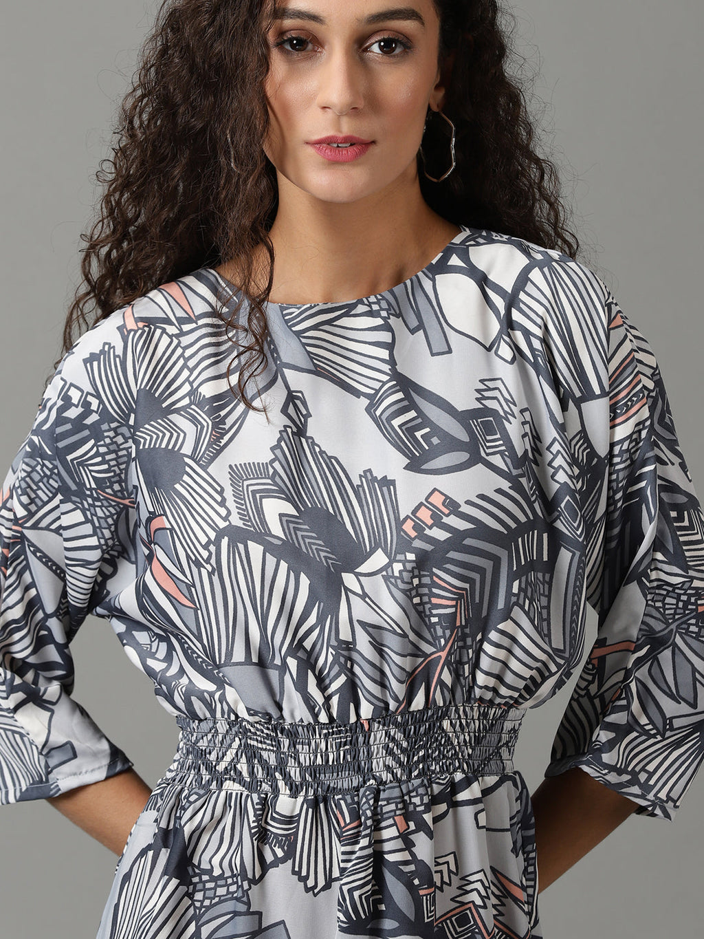 Women's Blue Floral Printed Boat Neck Basic Jumpsuit