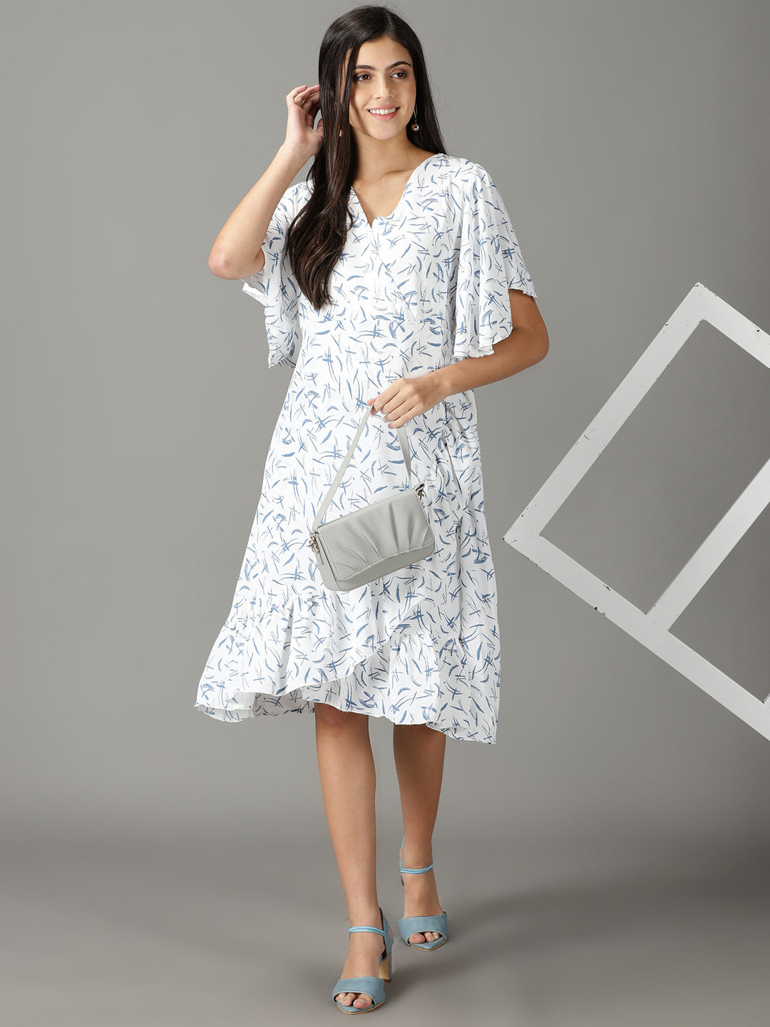 Women's White Crepe Wrap Dress