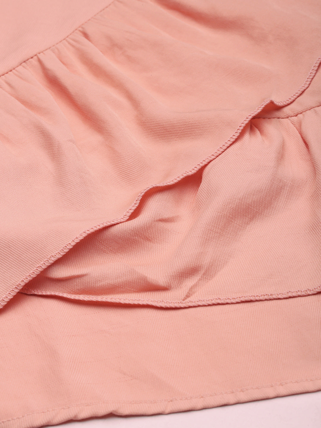 Women's Peach V-Neck A-Line Dress