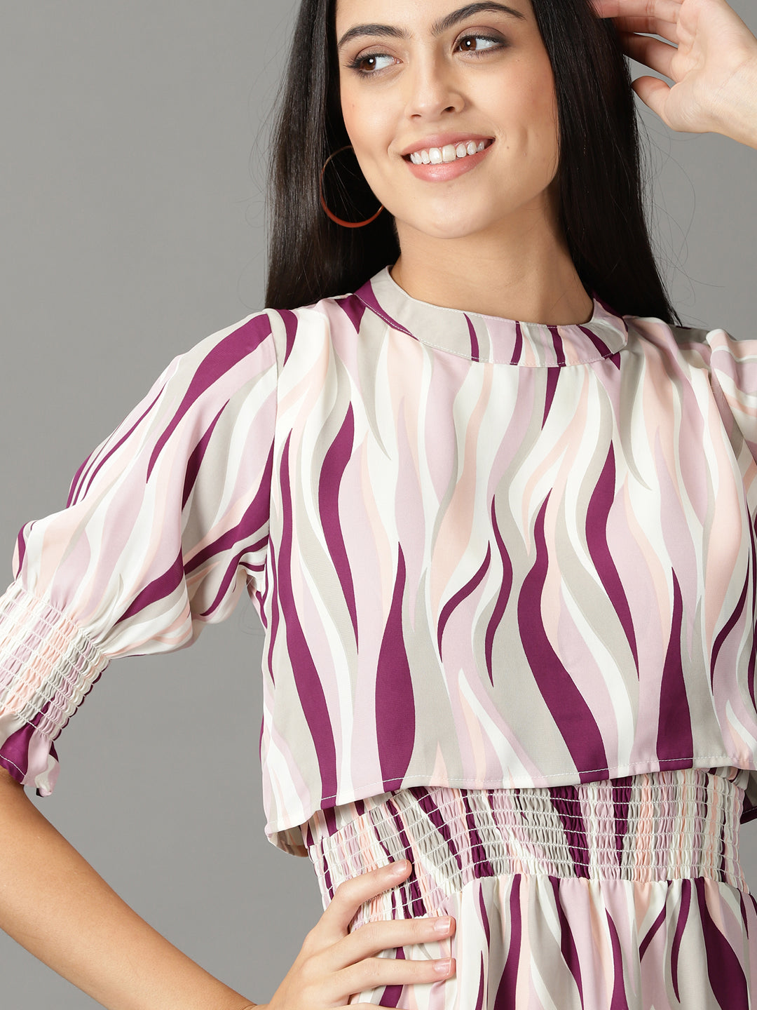 Women's Off White Chiffon A-Line Midi Dress