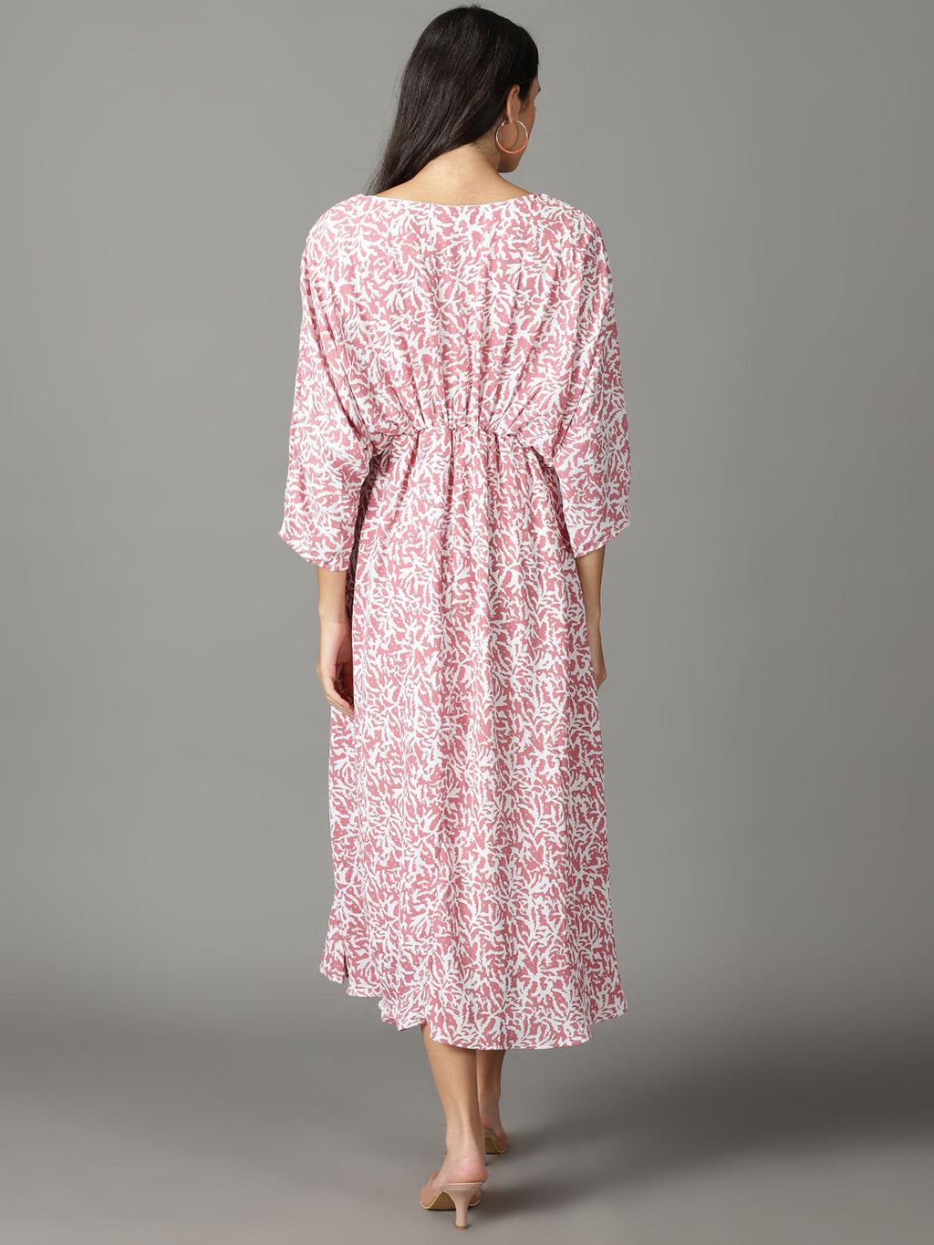 Women's Pink Abstract Printed A-Line Dress