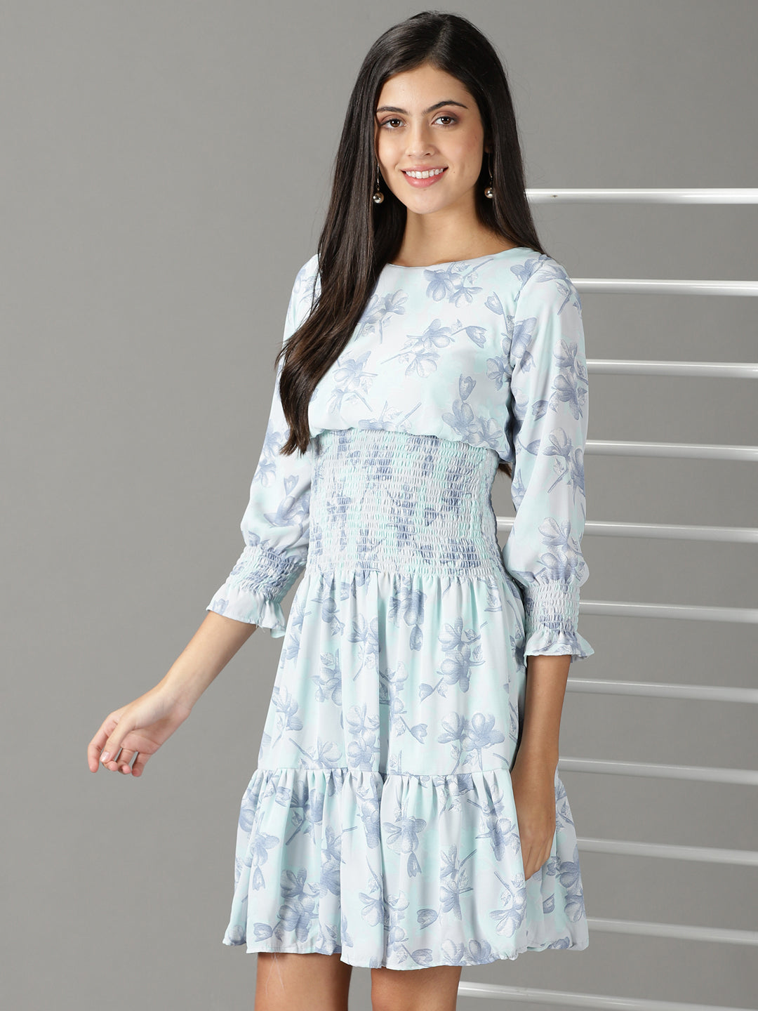 Women's Sea Green Floral Printed Dress