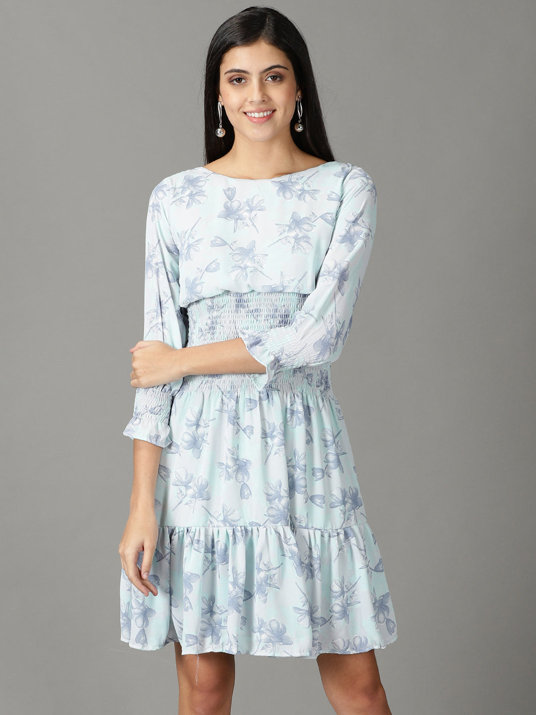 Women's Sea Green Floral Printed Dress