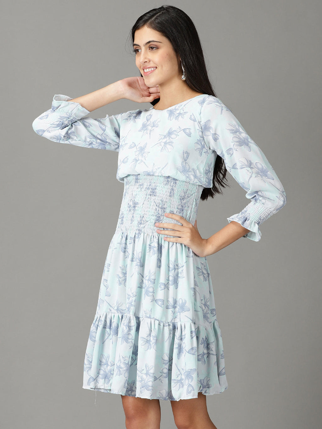Women's Sea Green Floral Printed Dress